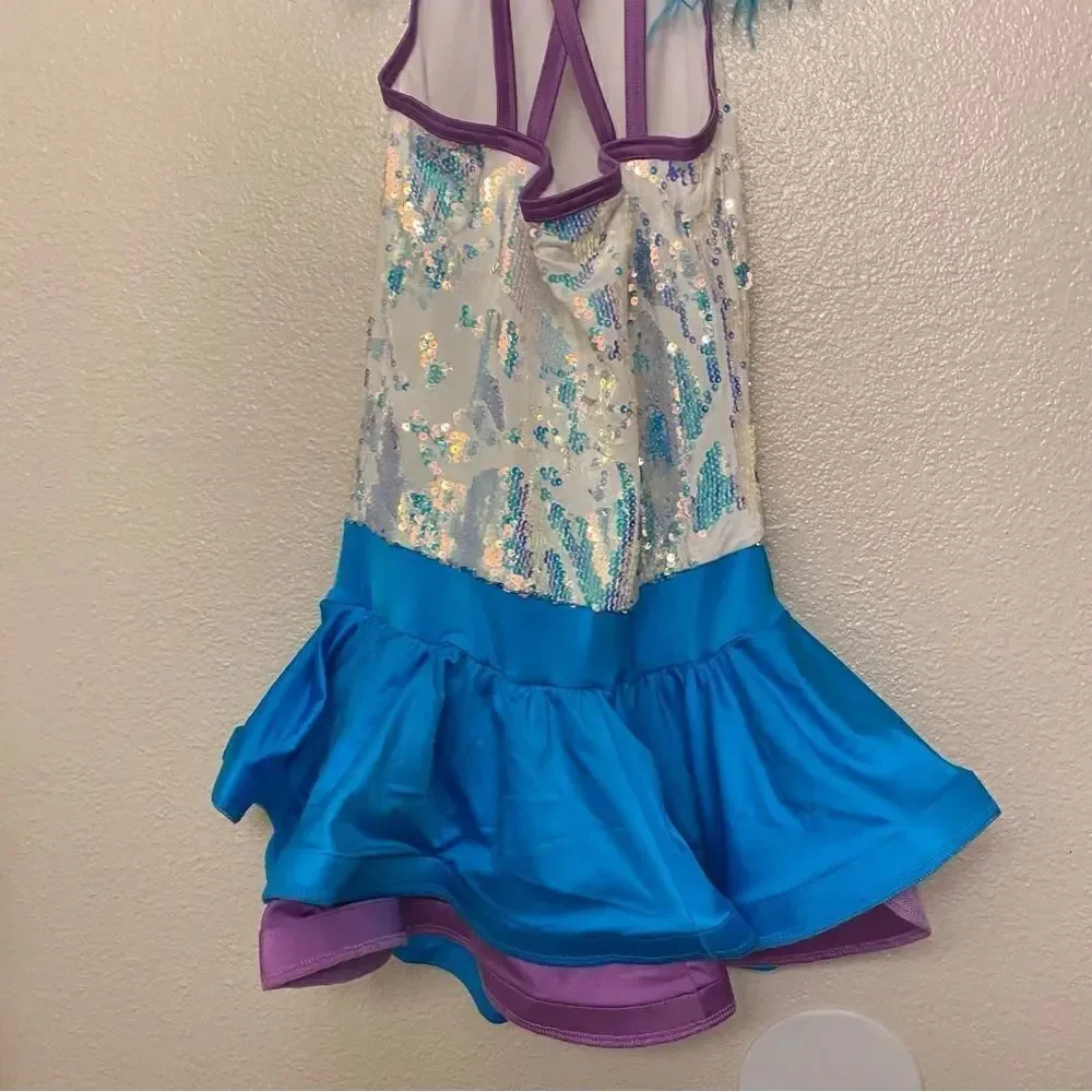 Weissman Dance Costume sassy feather sequin We Are Family 11495 Adult LA, MA